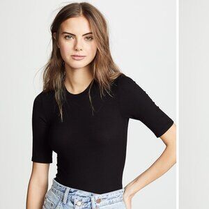 Enza Costa Rib Fitted Half Sleeve Crew Tee Size Small